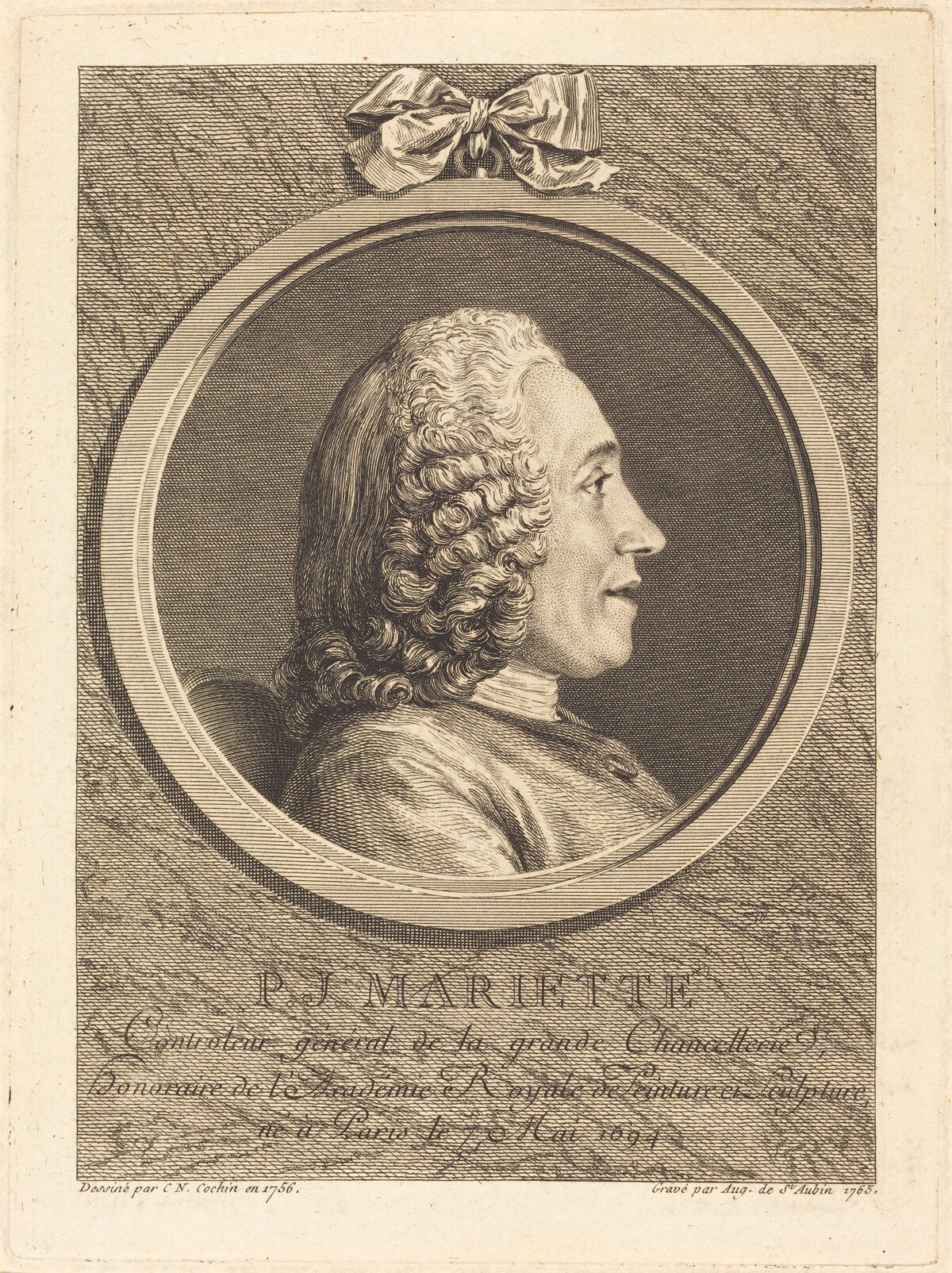 Pierre-Jean Mariette by Augustin de Saint-Aubin after Charles-Nicolas Cochin II