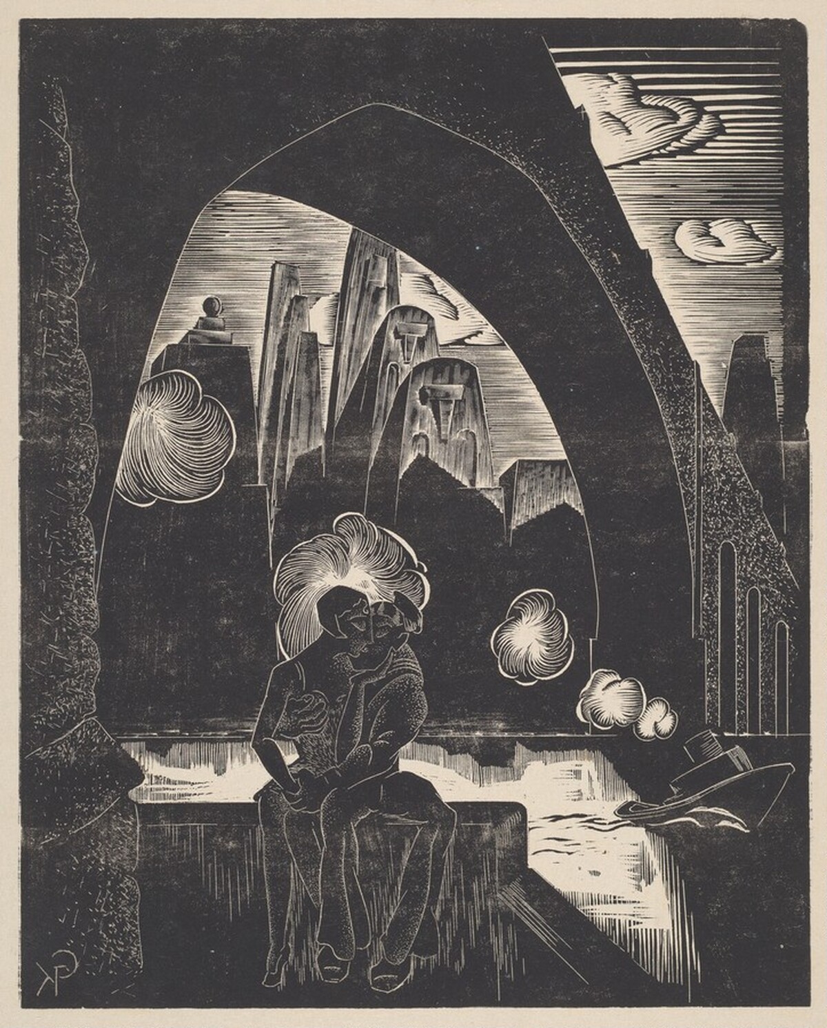 Untitled (Bridge with Sailor and Woman) by Gan Kolski