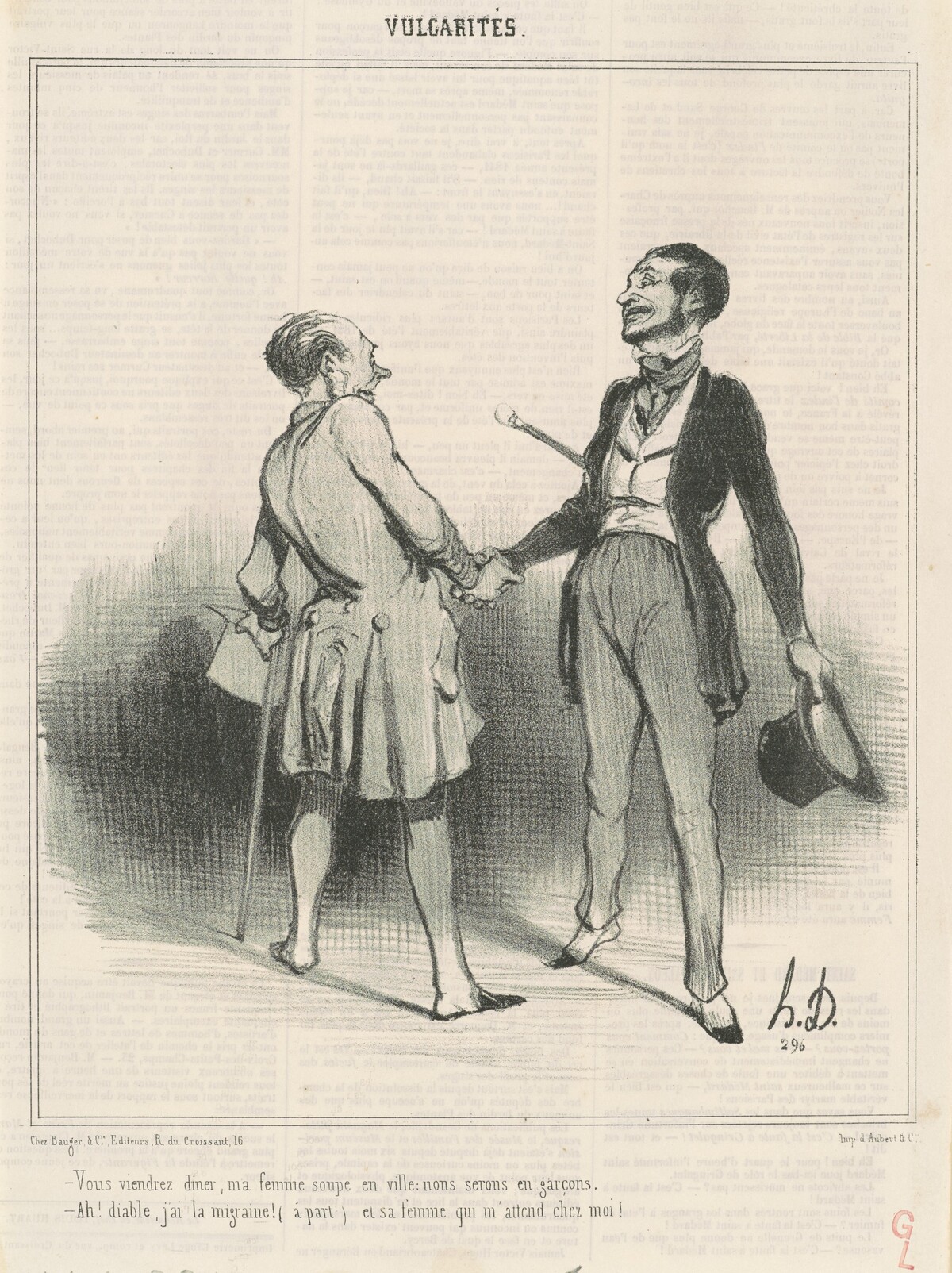Vous viendrez diner, ma femme soupe en ville ... by Honoré Daumier