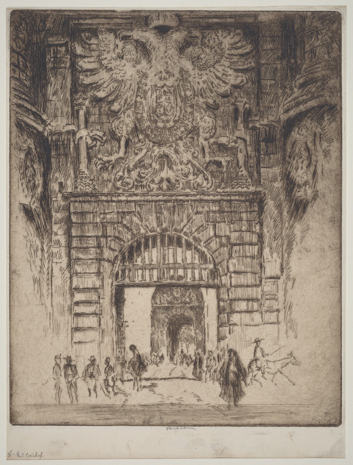 Puerta Visagara, Gate of Madrid, Toledo by Joseph Pennell