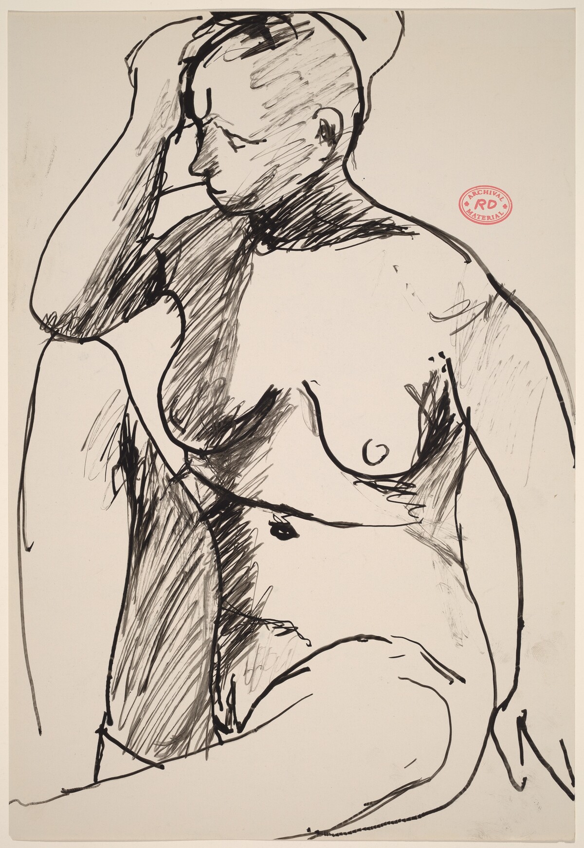 Untitled [seated female nude with right hand to forehead] by Richard Diebenkorn