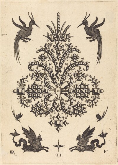 Brooch with Tablestones and Winged Griffins Above and at Bottom