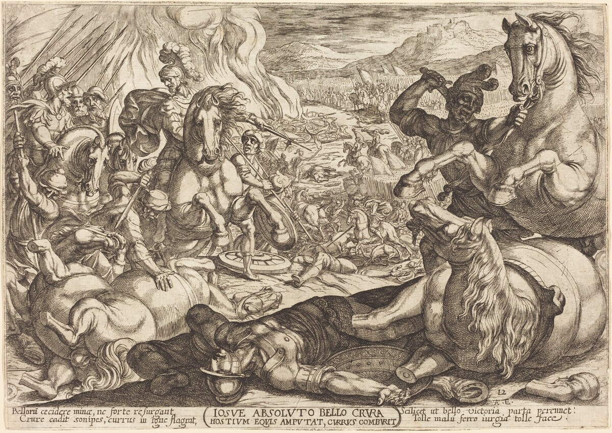 Joshua has the Chariots Burned and Cuts the Legs off His Enemies by Antonio Tempesta