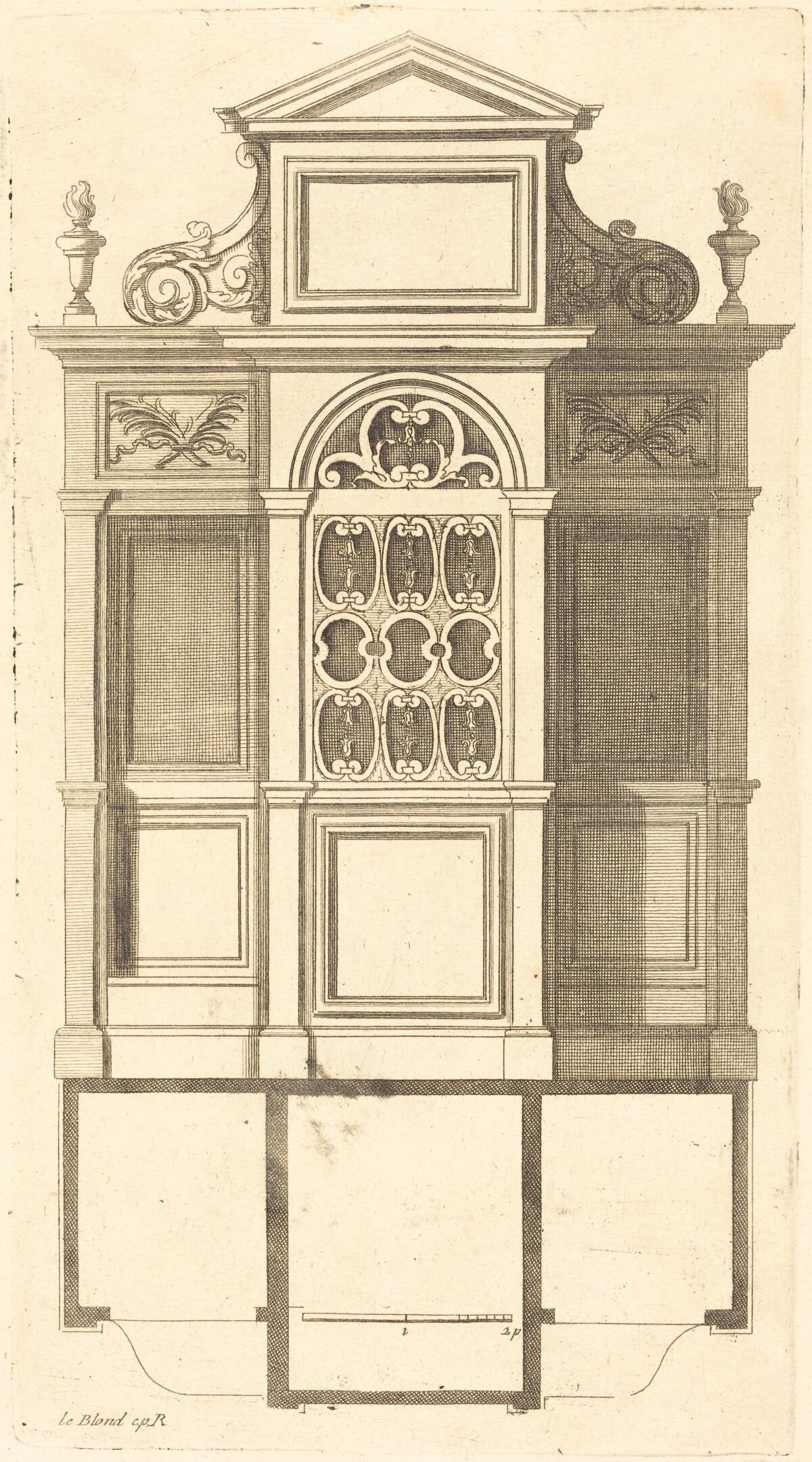 Plan et elevation des plus beaux confessionnaux de Paris, tres fidelemant mesure by Jean Le Blond