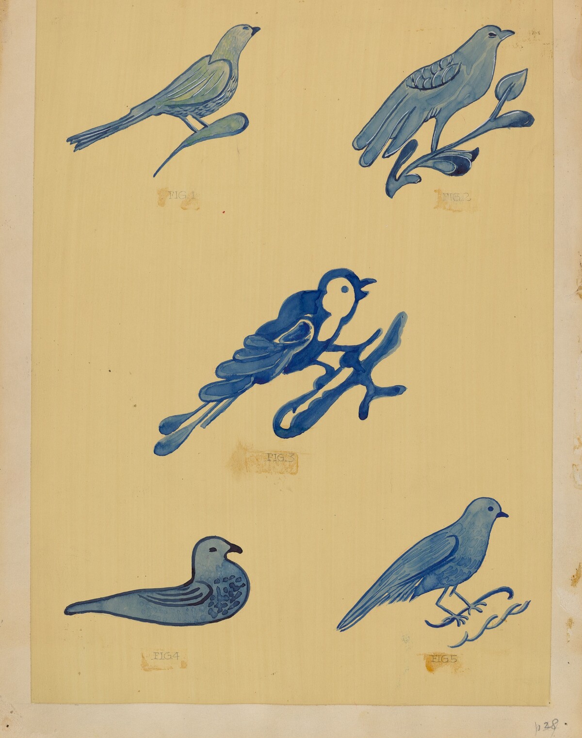 Bird Decorations on Stoneware by American 20th Century