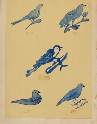Bird Decorations on Stoneware
