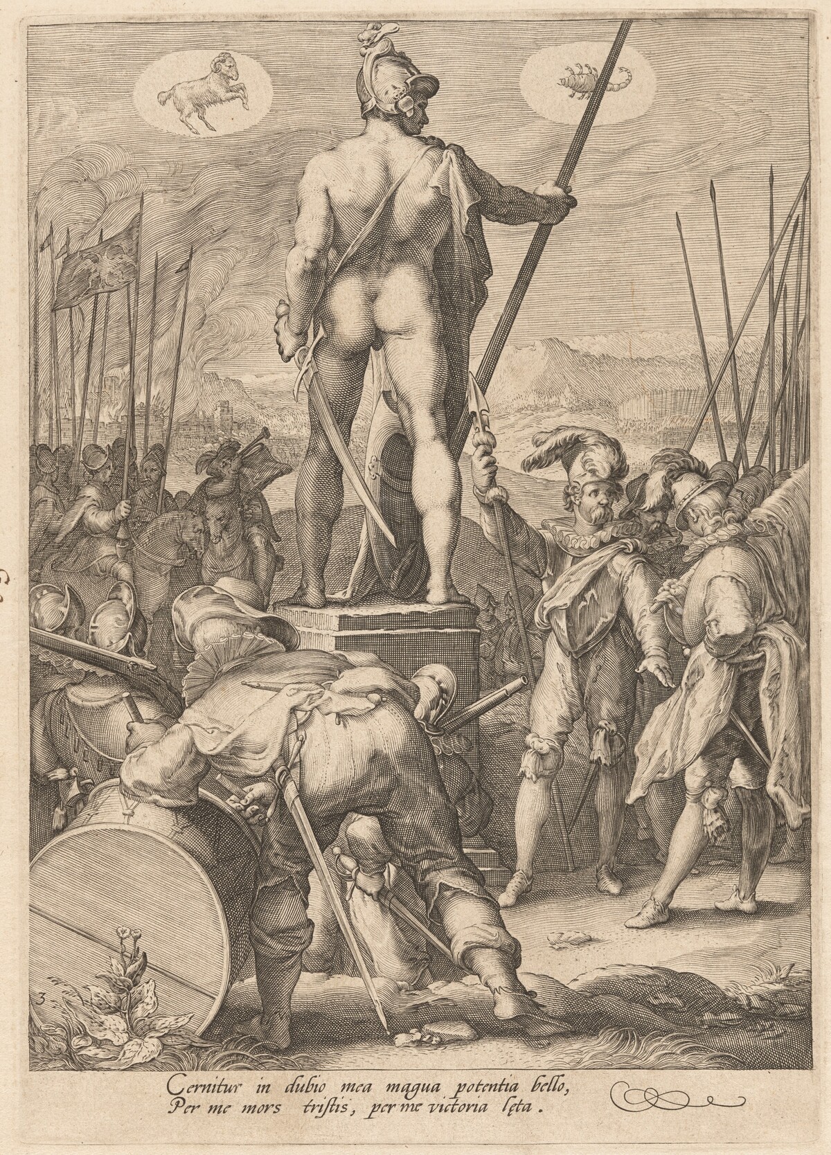 Mars Presiding Over the Arts of War by Jan Pietersz Saenredam, after Hendrick Goltzius