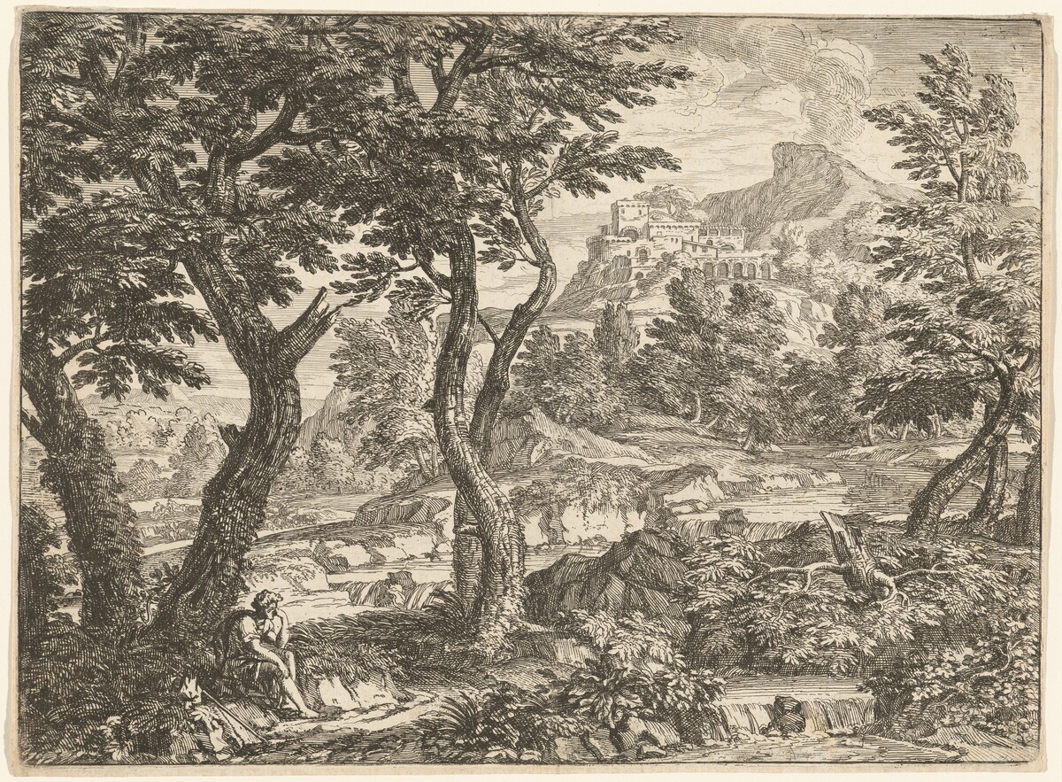 Landscape with a Traveler Resting by Georges Focus