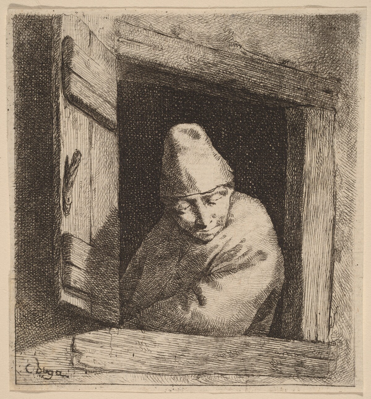 The Peasant in a Window by Cornelis Bega