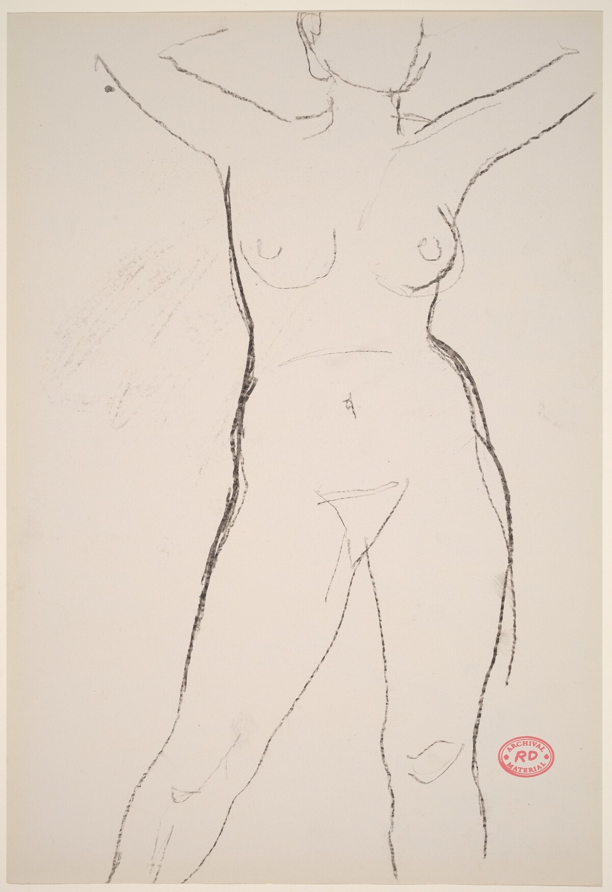 Untitled [standing female nude with arms raised] by Richard Diebenkorn