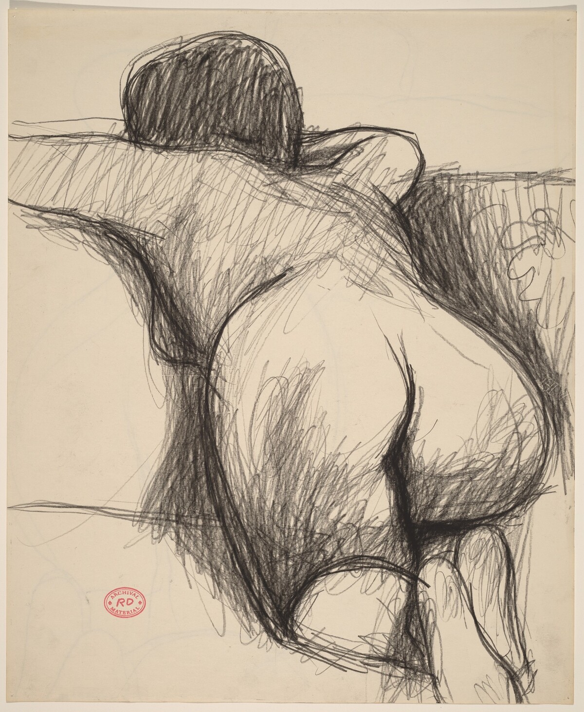 Untitled [back and buttocks view of a kneeling female nude] [recto/verso] by Richard Diebenkorn
