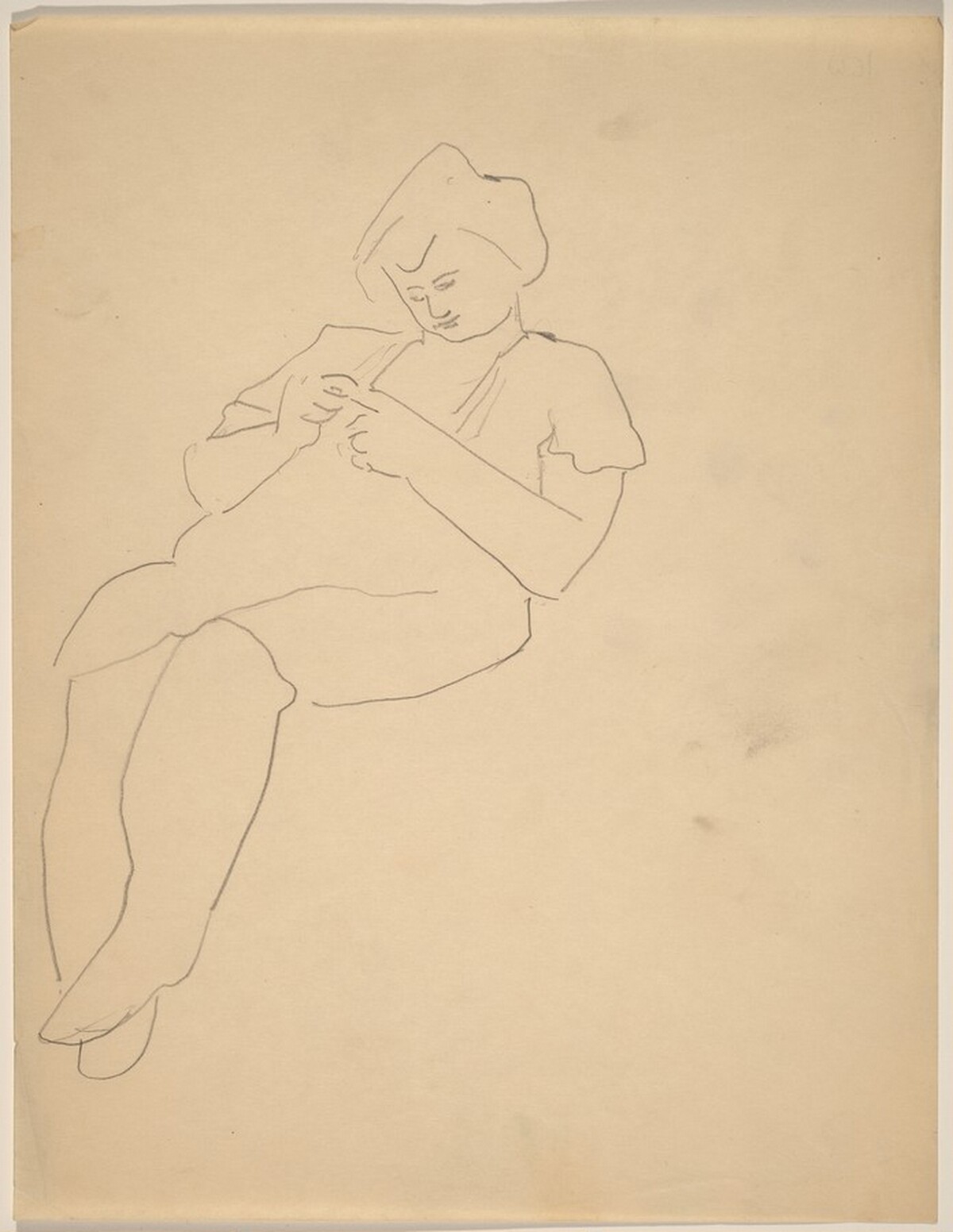 Seated Woman Leaning Back and to the Right, Looking Down at Her Hands by Mark Rothko