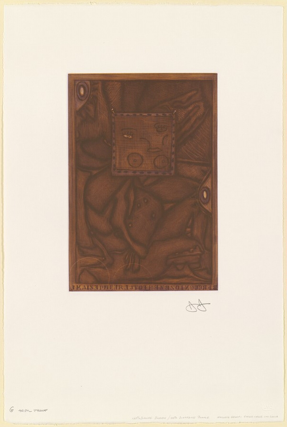 Untitled (Orange Mezzotint) [trial proof G] by Jasper Johns