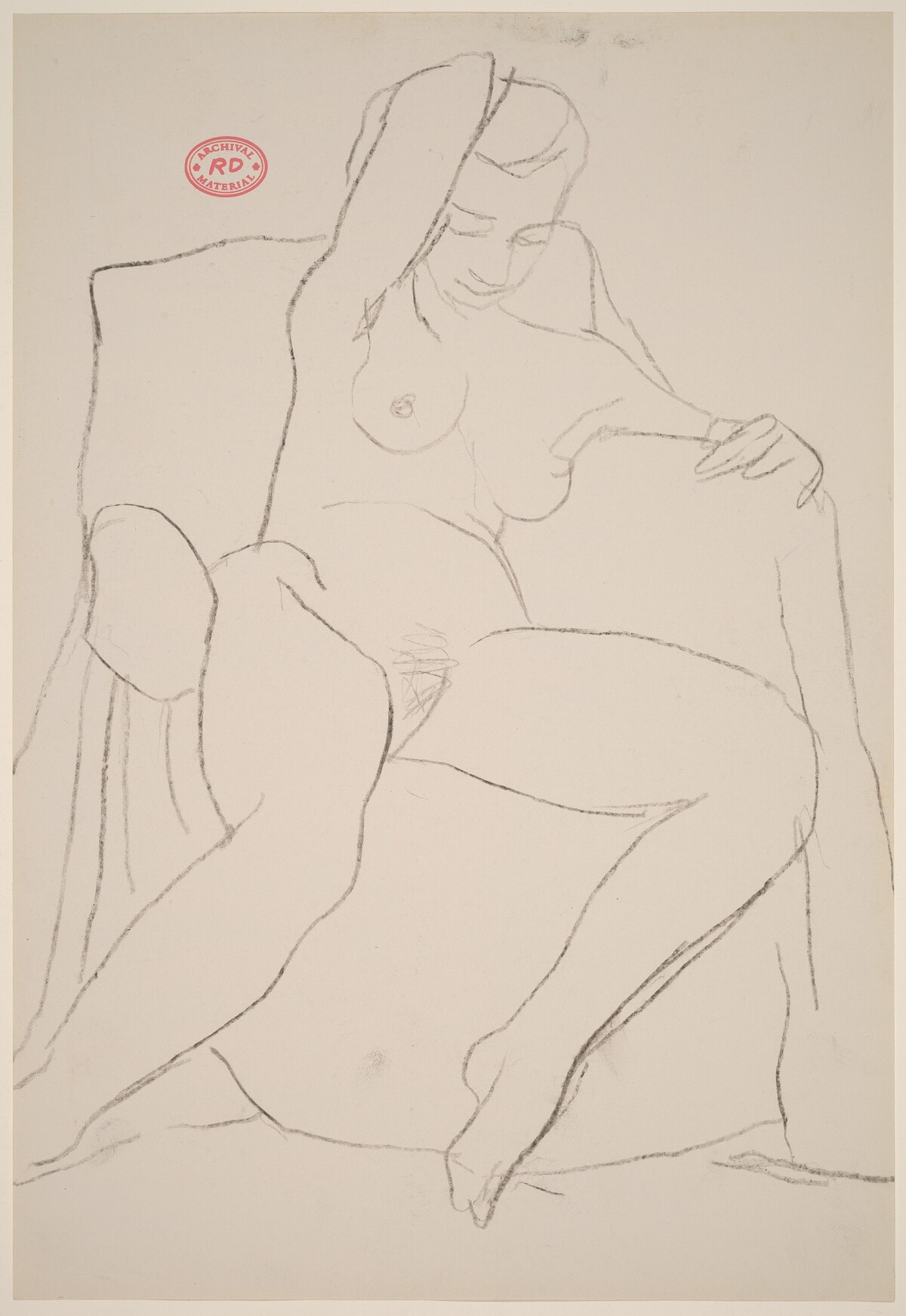 Untitled [seated female nude with right arm behind her head] by Richard Diebenkorn