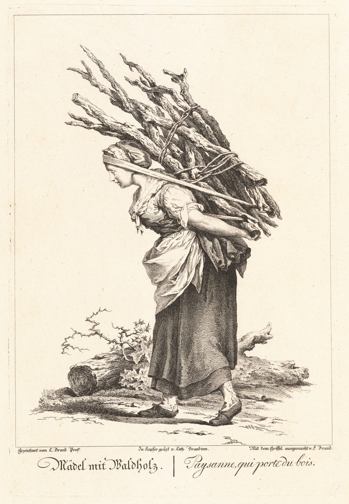 Mädel mit Waldholz (Peasant Girl Carrying Wood) by Catherine Brandinn, Friedrich August Brand, Johann Christian Brand