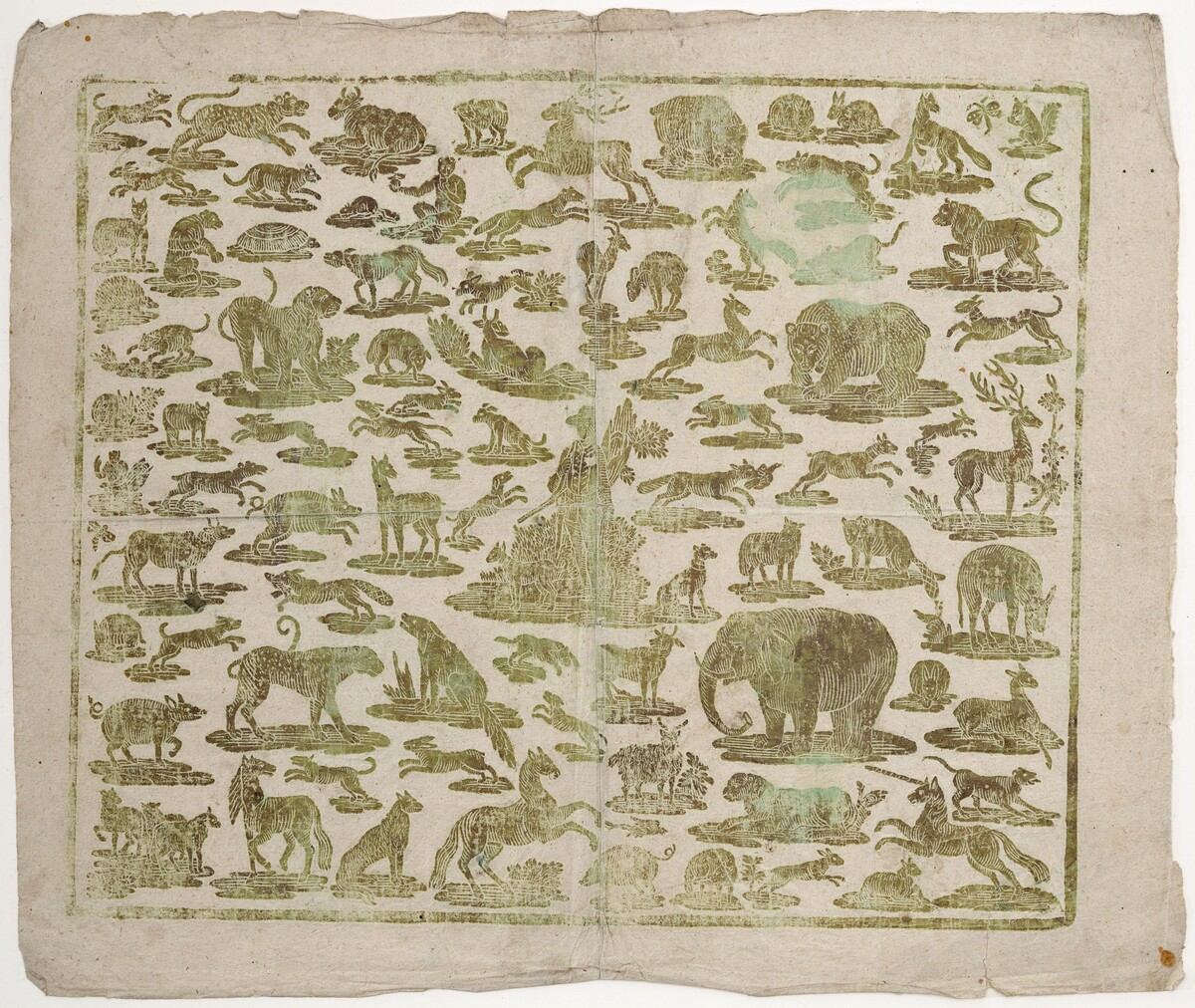 Endpaper with Animals by German 18th Century