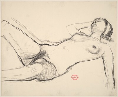 Untitled [reclining nude wearing a headband]