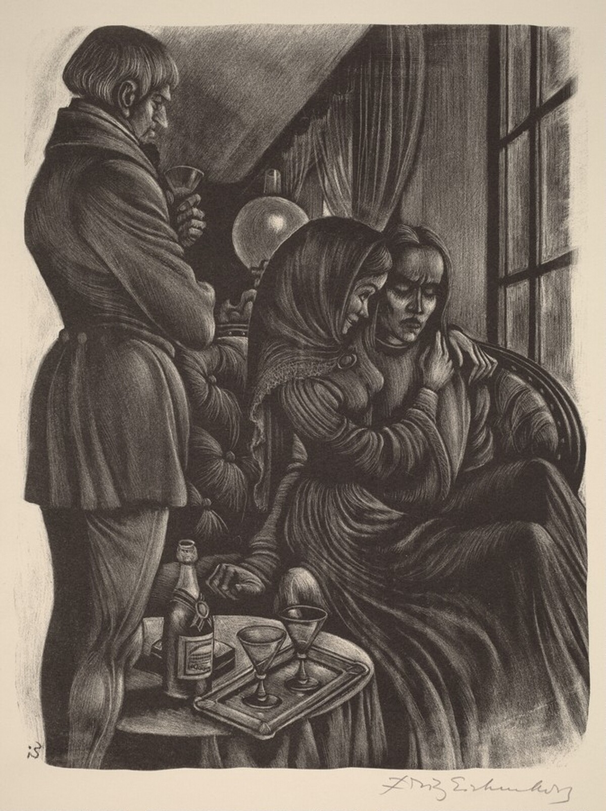 "Drink to the Gates of Paradise" (Book VII: Alyosha, facing p.272) by Fritz Eichenberg