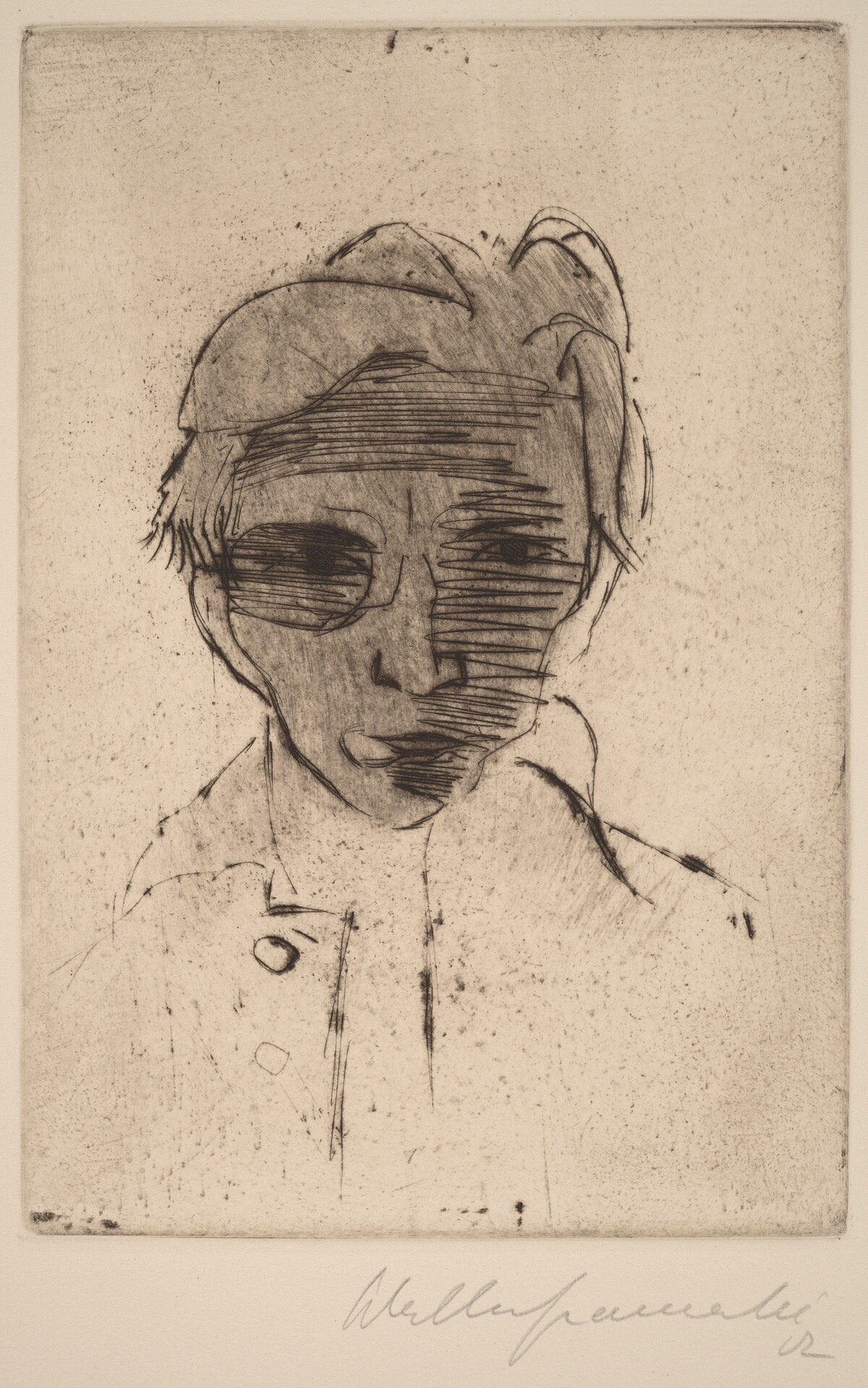 Gloomy Face, Self-portrait (Dunkles Gesicht, Selbstporträt) by Walter Gramatté
