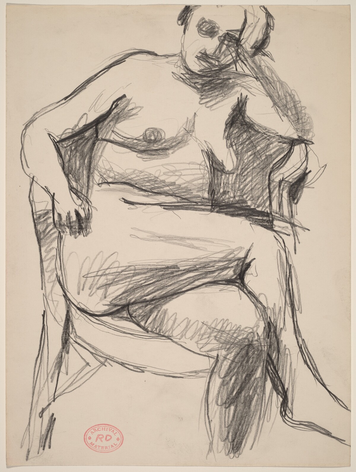 Untitled [seated nude resting her left arm on the chair back] by Richard Diebenkorn