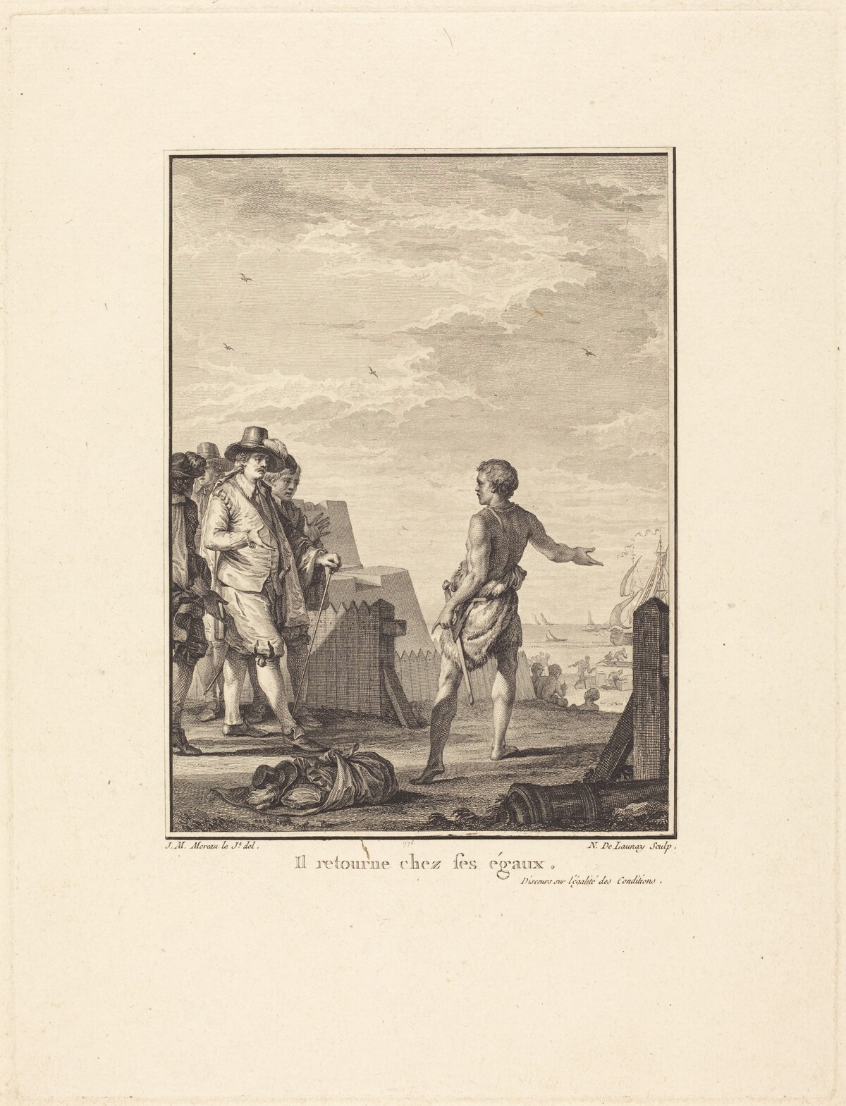 Discours sur l'égalité des conditions: Il retourne chez ses égaux by Nicolas Delaunay after Jean-Michel Moreau