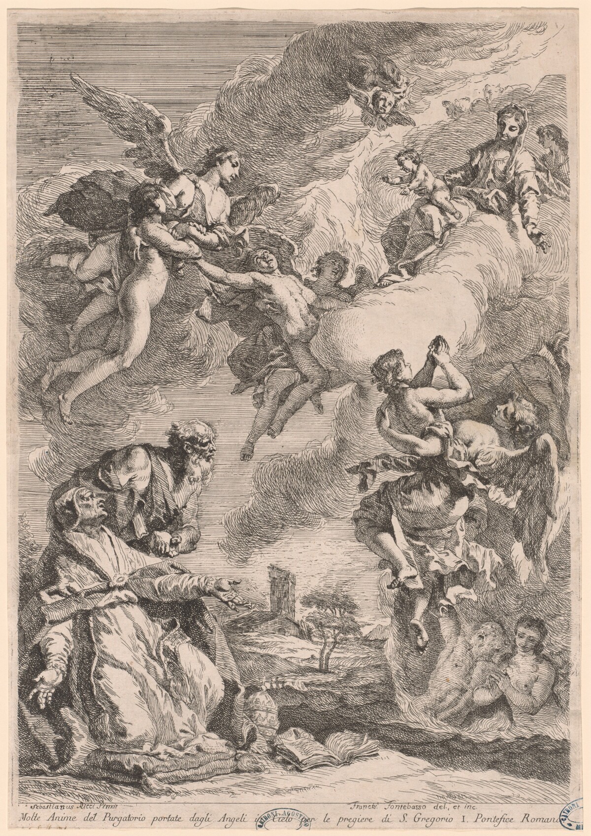 Pope Gregory the Great and Saint Vitale Interceding for the Souls in Purgatory by Francesco Fontebasso, after Sebastiano Ricci