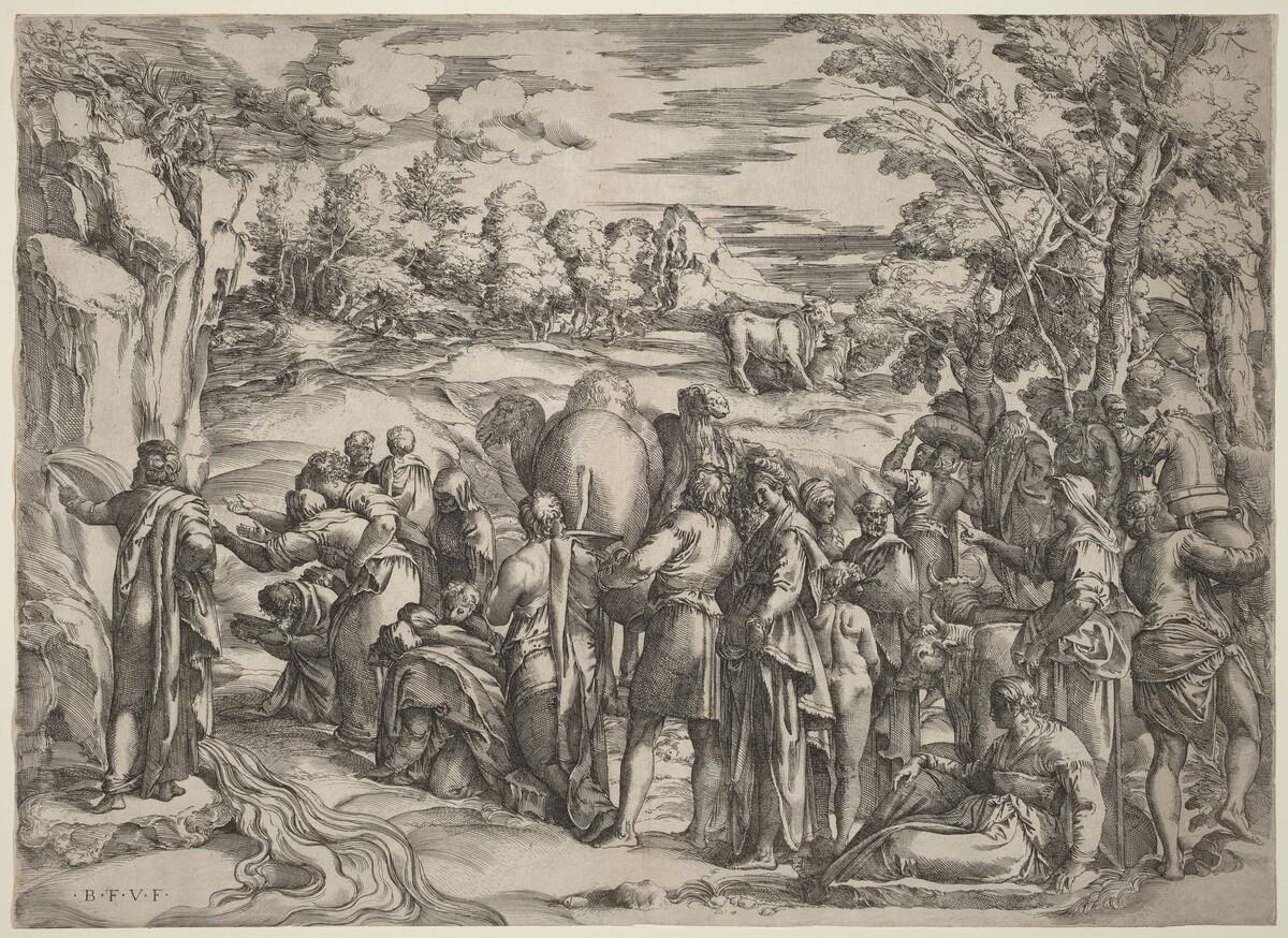Moses Striking the Rock by Battista Franco