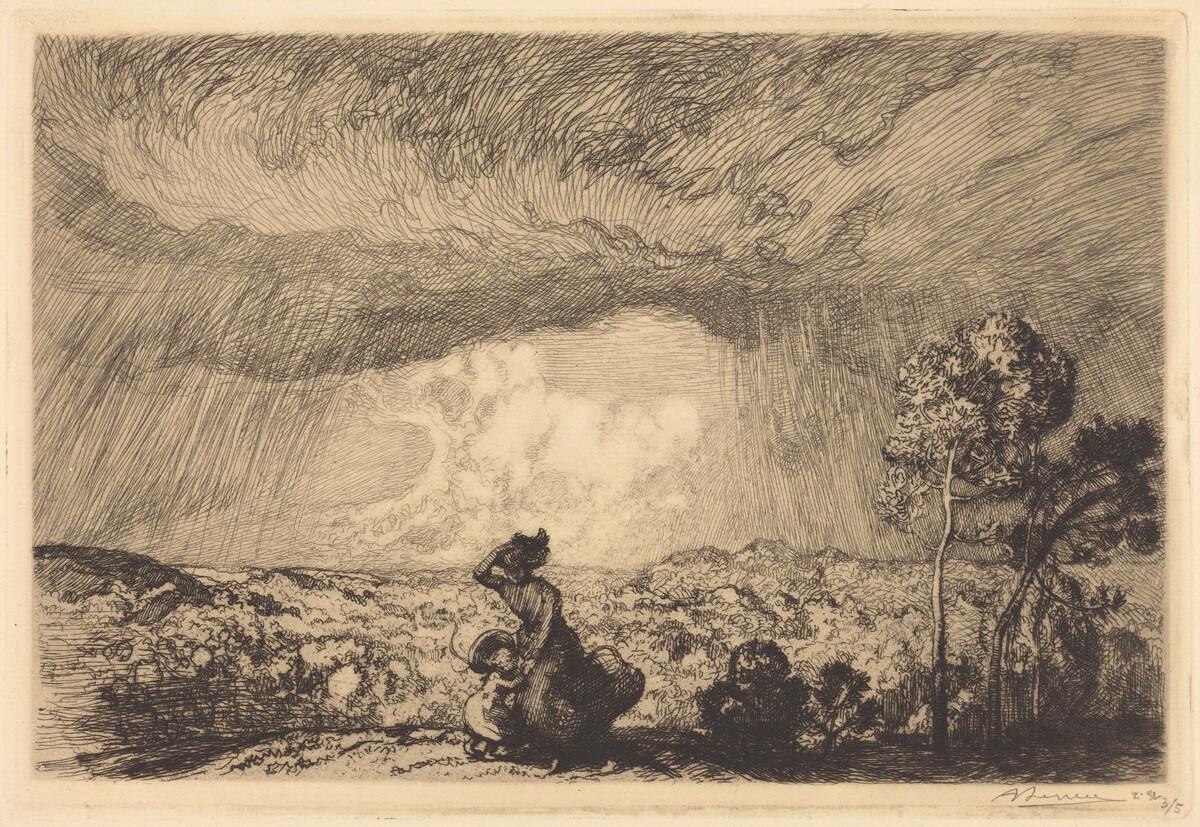 Storm on the Dune, Vendee (L'orage sur la dune, Vendee) by Auguste Lepère