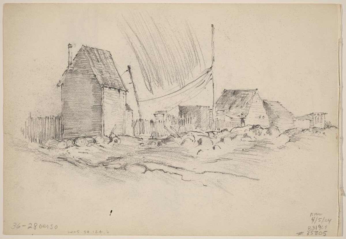 Untitled (Landscape with Houses) [verso] by John Marin