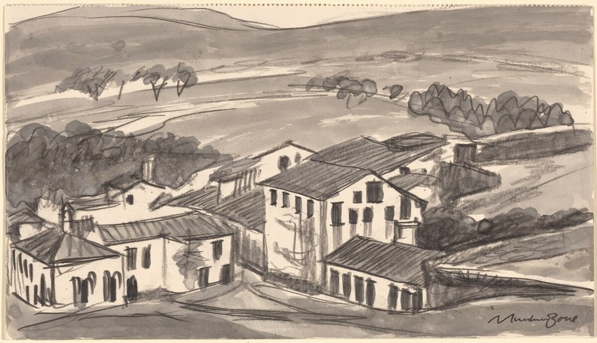 Houses at Santiago by Sir Muirhead Bone