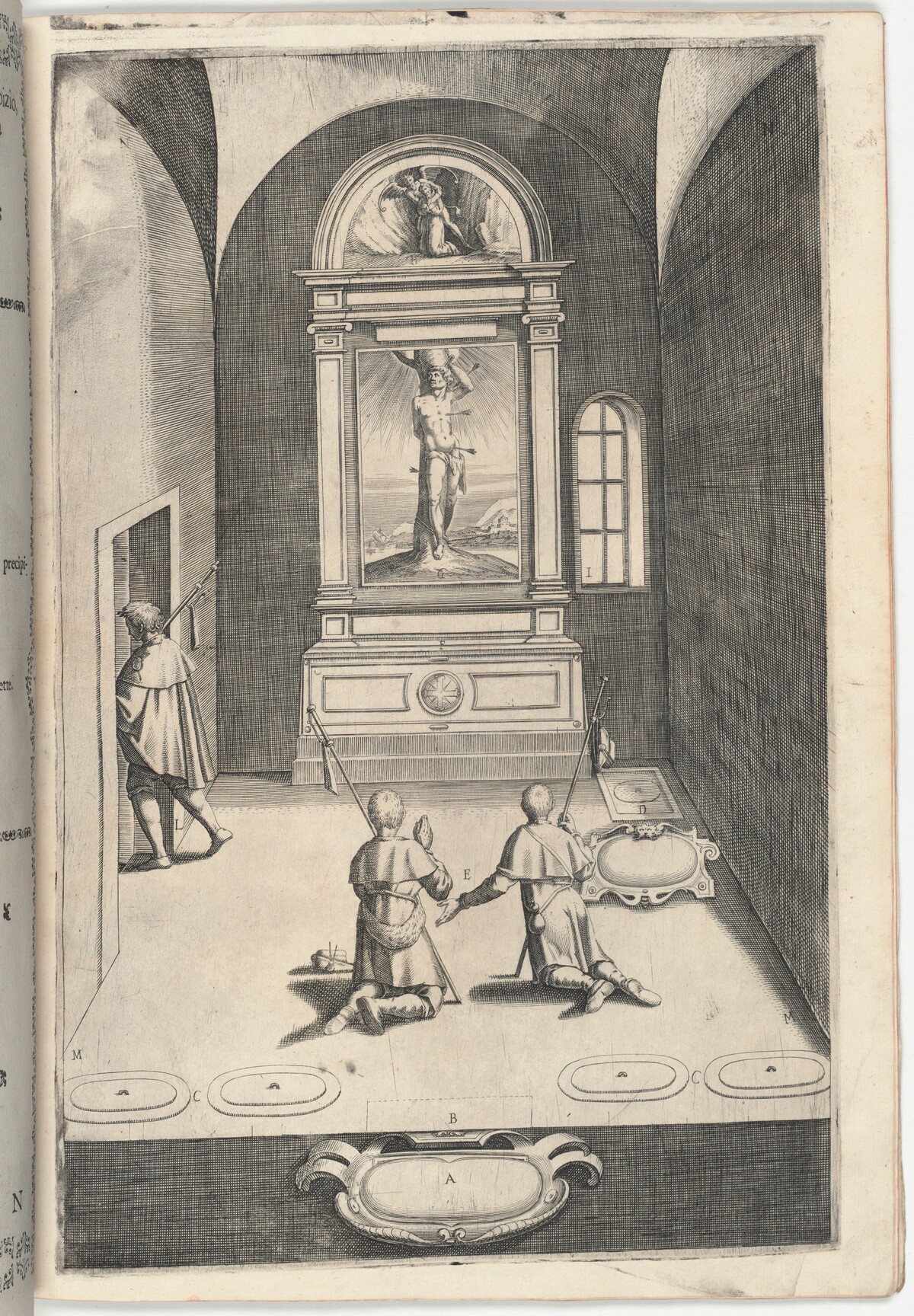 Chapel of Saint Sebastian (Cappella di San Sebastiano) [plate N] by Jacopo Ligozzi (artist), Anonymous engraver possibly Domenico Falcini, Lino Moroni (author)