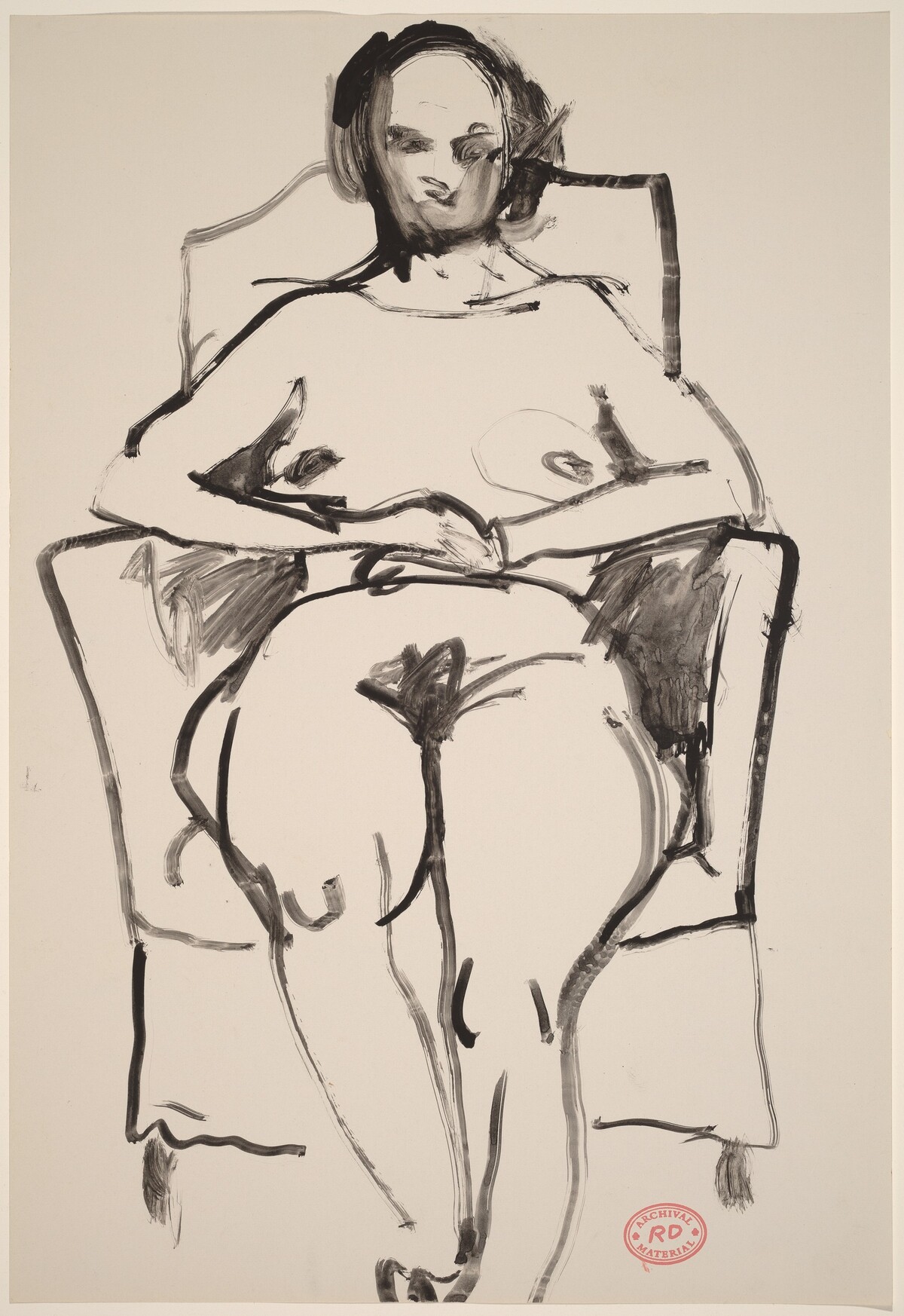 Untitled [female nude in armchair: front view] by Richard Diebenkorn