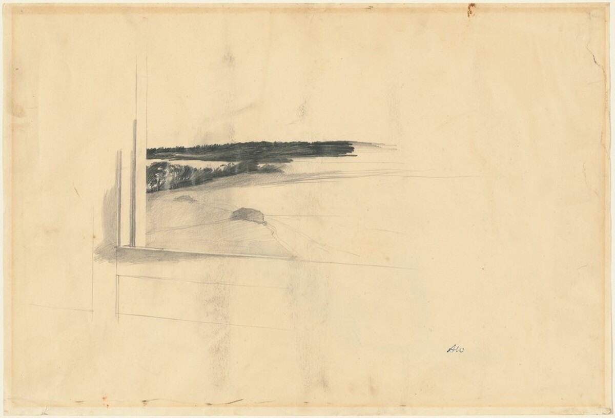 Study for "Wind from the Sea" (recto) by Andrew Wyeth