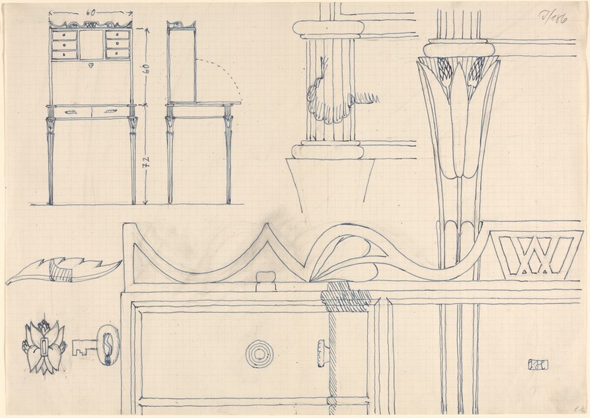 Design for a Desk, with Details by Josef Hoffmann