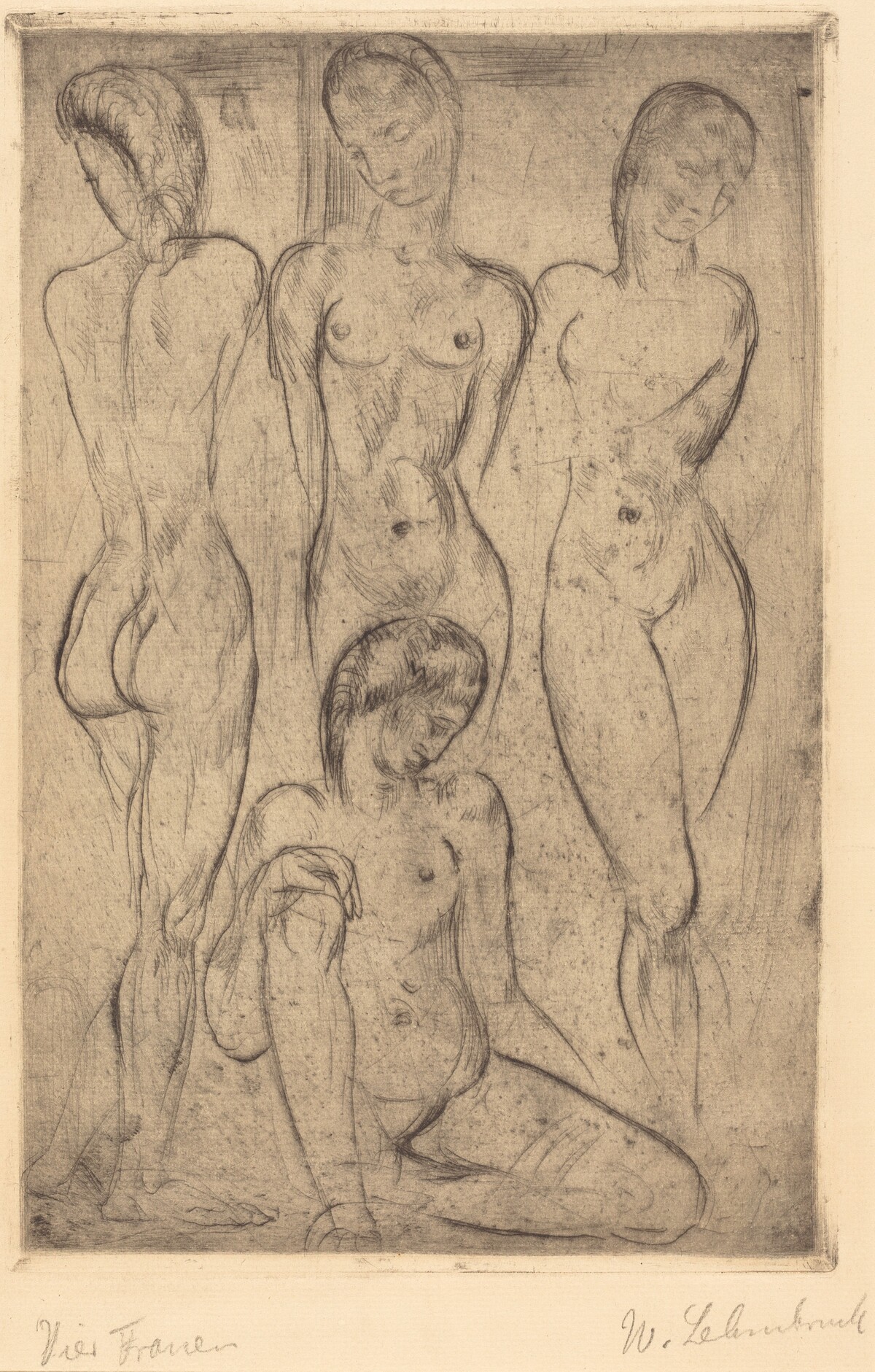Four Women; Three Standing, One Sitting (VierFrauen; drei stehend, eine sitzend) by Wilhelm Lehmbruck