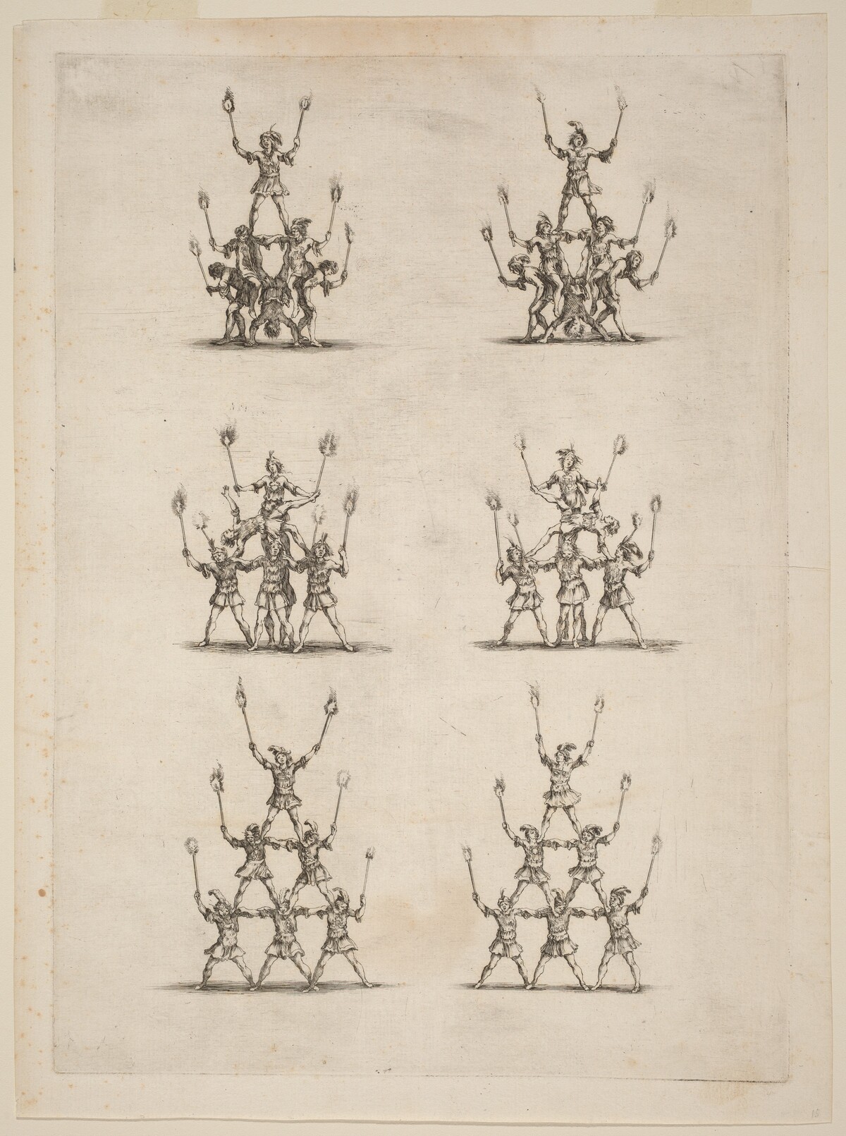 Thirty-Six Jugglers Standing in Pyramids by Stefano Della Bella