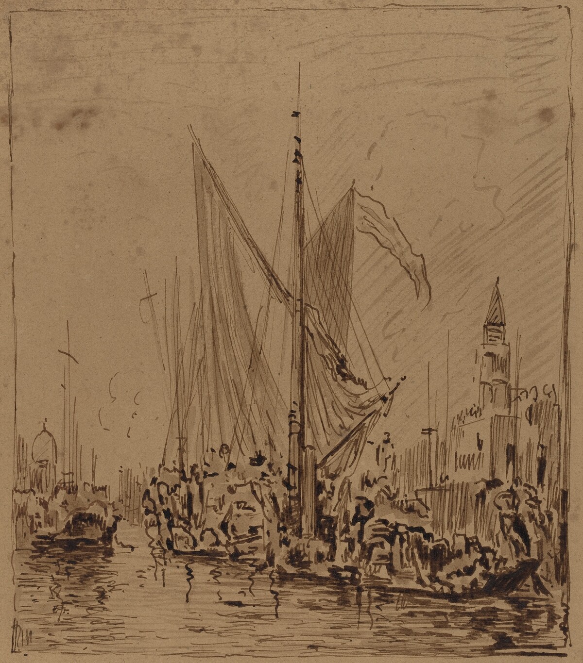 Boats and Gondolas before the Piazza San Marco by Félix Ziem