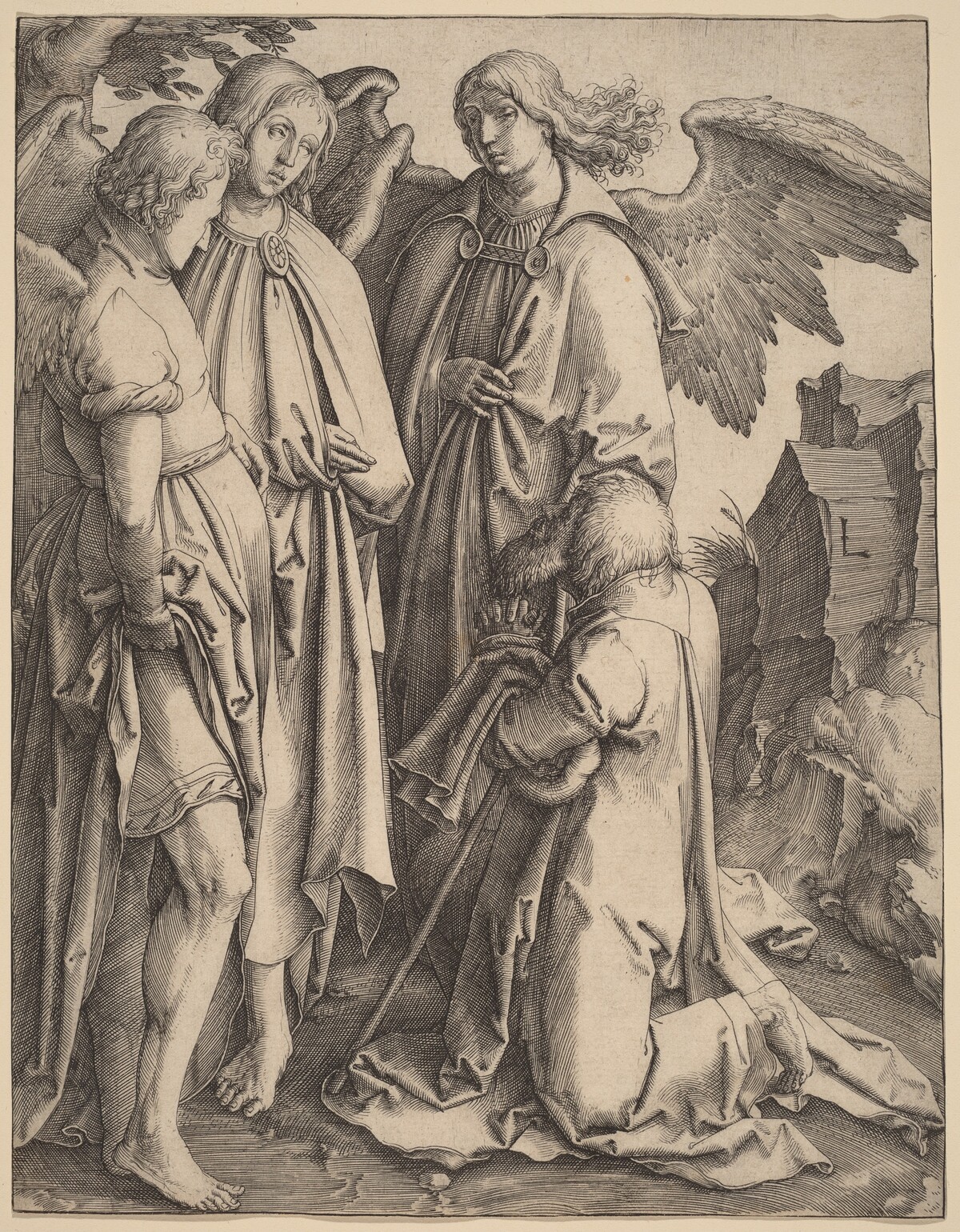 Abraham and the Three Angels by Lucas van Leyden