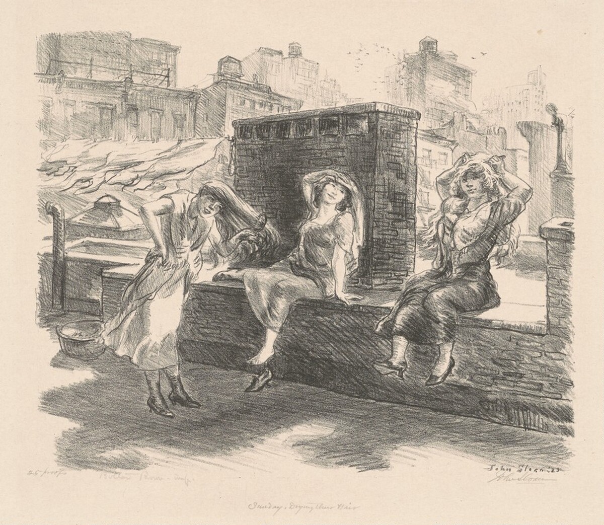 Sunday, Drying Their Hair on the Roof by John Sloan