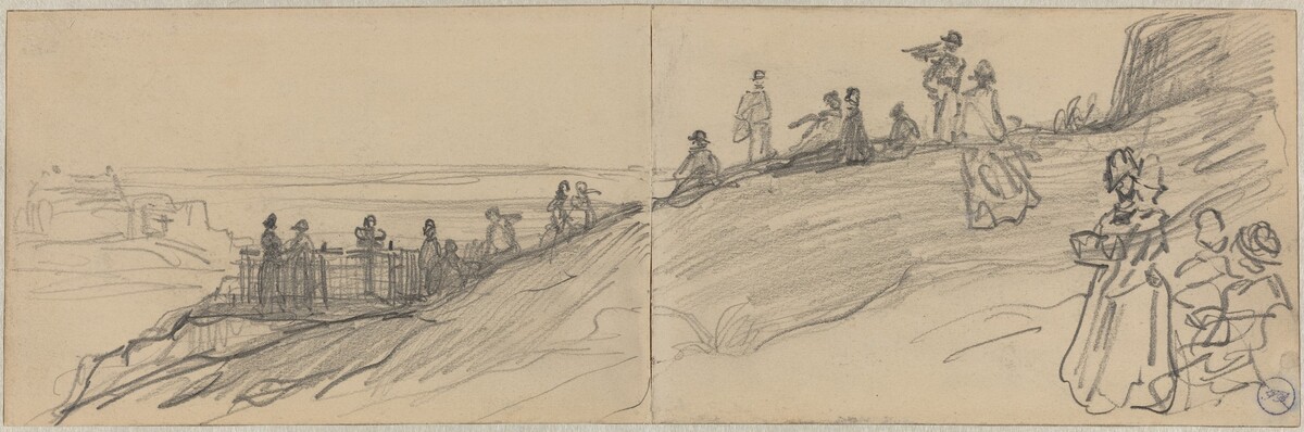 Figures on Top of a Hill, Overlooking the Sea by Félix-Hilaire Buhot