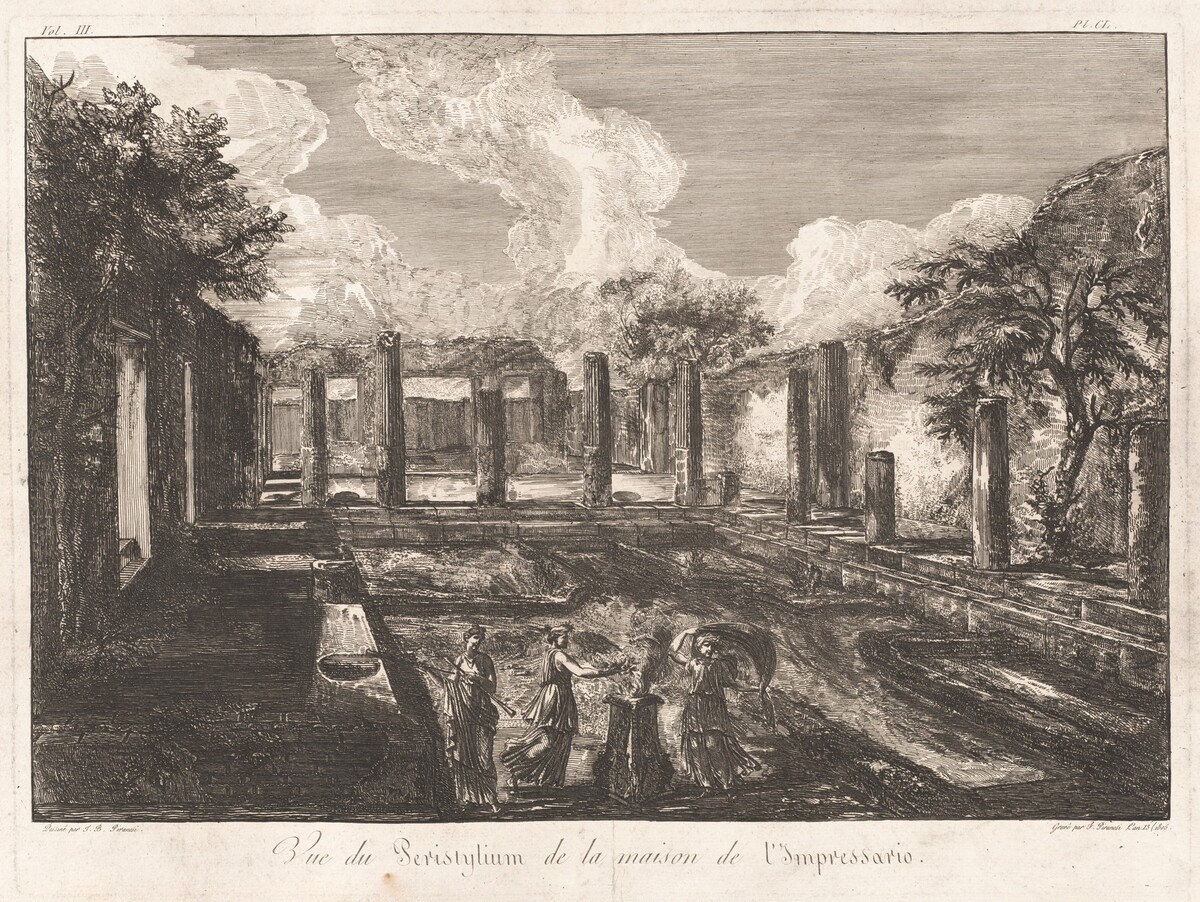 Vue du Peristylium de la maison de l'Impressario by Francesco Piranesi, after Giovanni Battista Piranesi