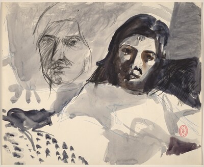 Untitled [studies of two heads]