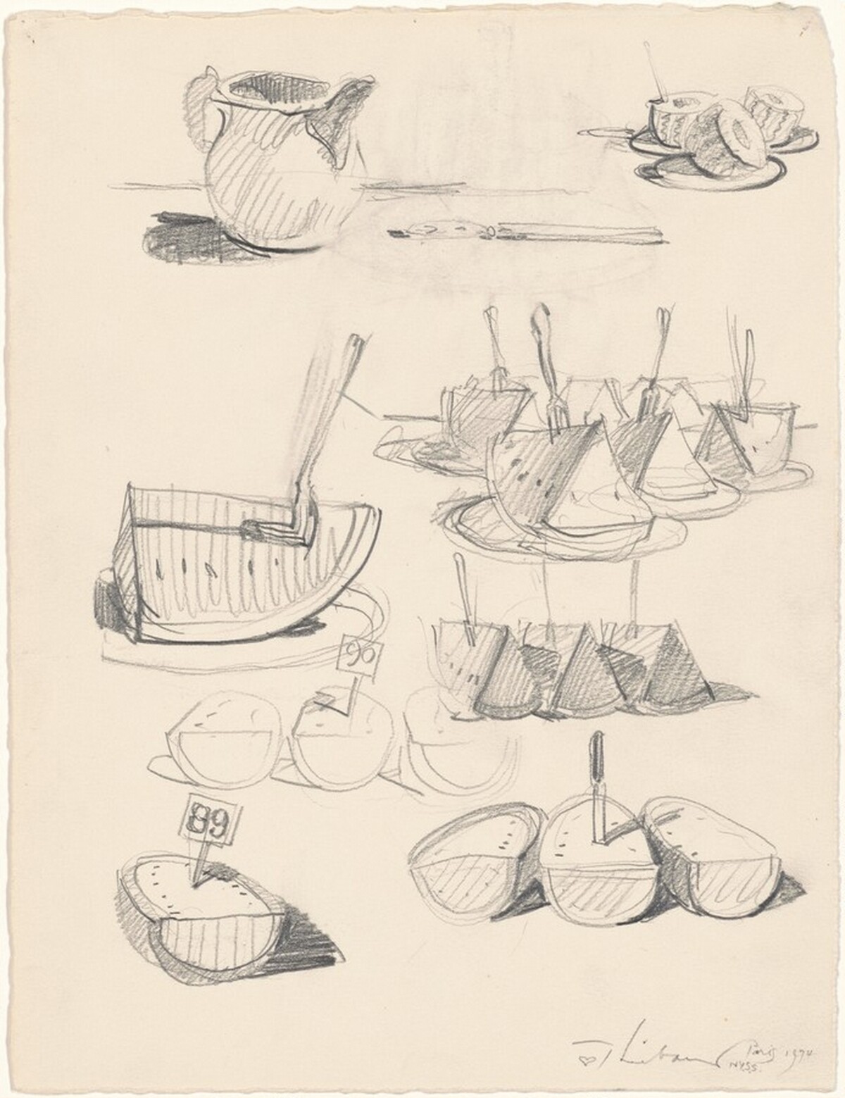 Studies of Watermelon by Wayne Thiebaud