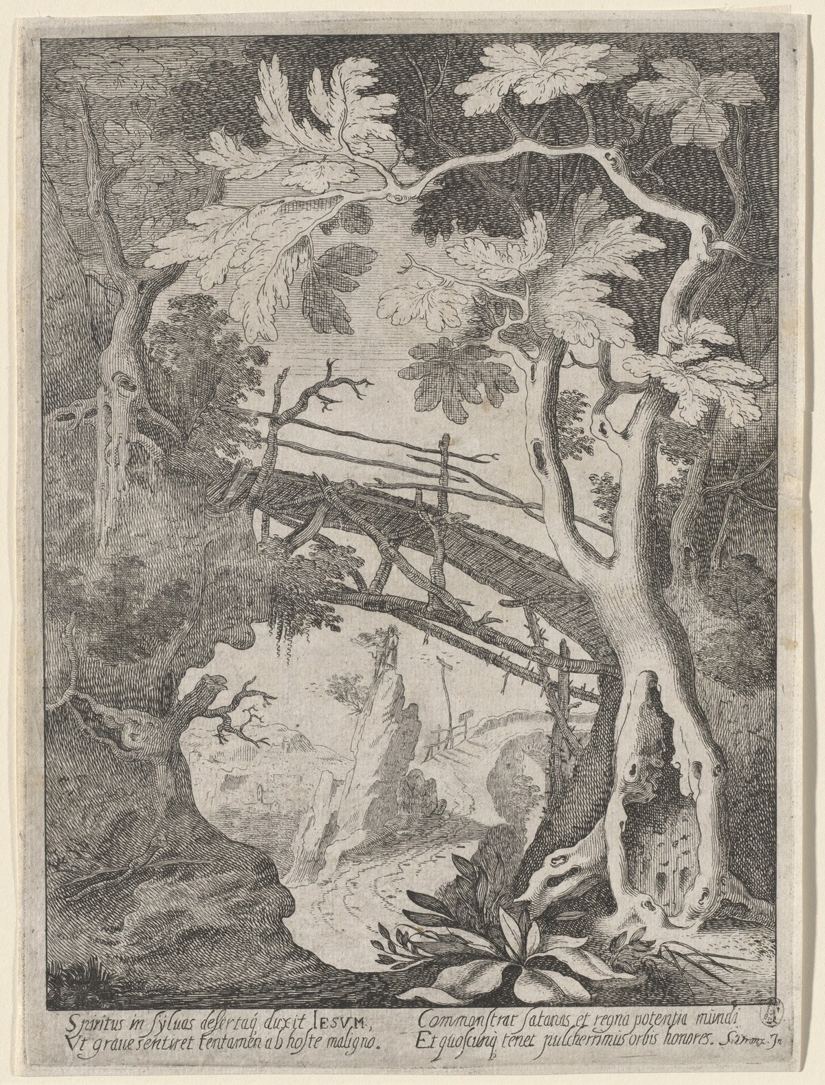 A Rocky Landscape with the Temptation of Christ by Sebastian Vrancx