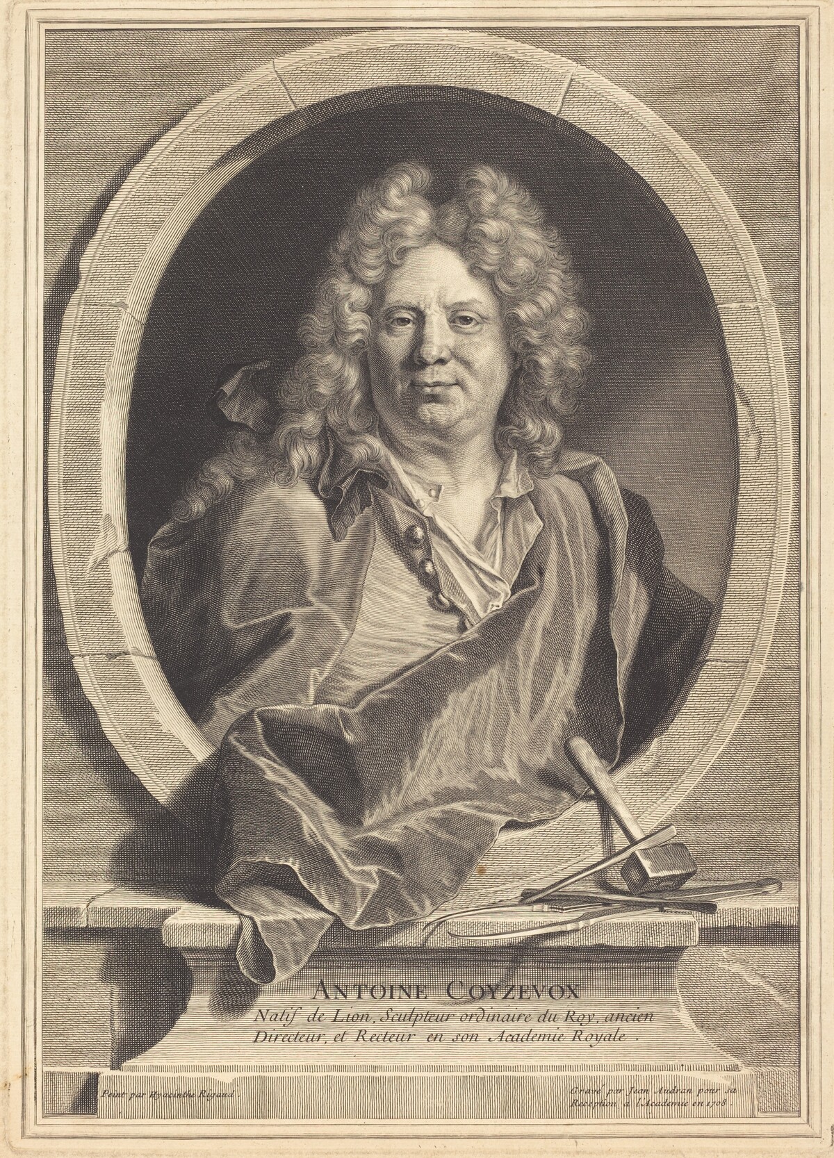 Antoine Coyzevox by Jean Audran after Hyacinthe Rigaud