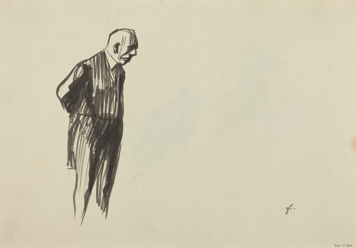 a) Standing Male Figure (recto); b) Two Sketches Including a Head of a Woman (verso) by Jean-Louis Forain