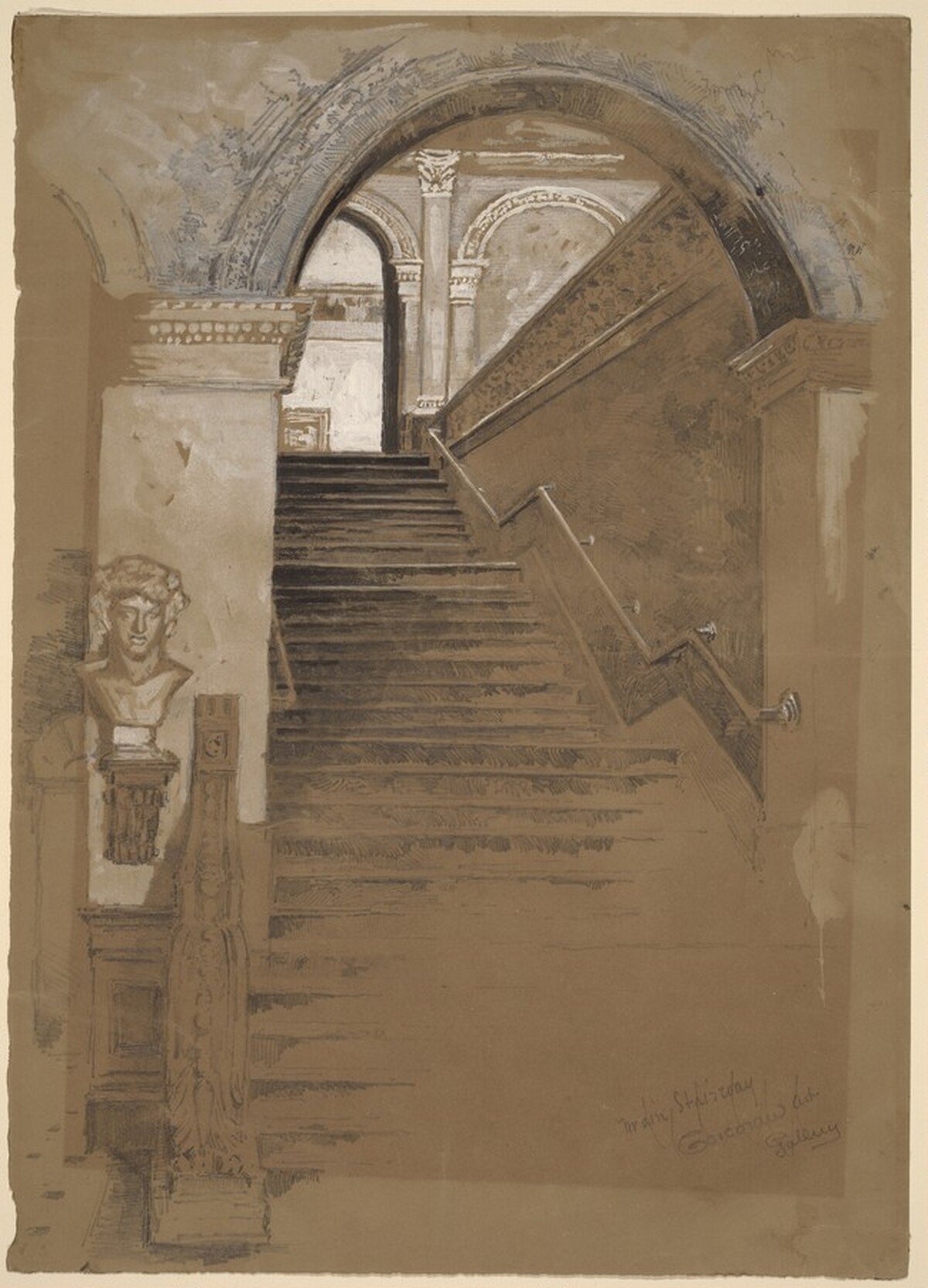 Main Stairway, Corcoran Art Gallery by Joseph Pennell