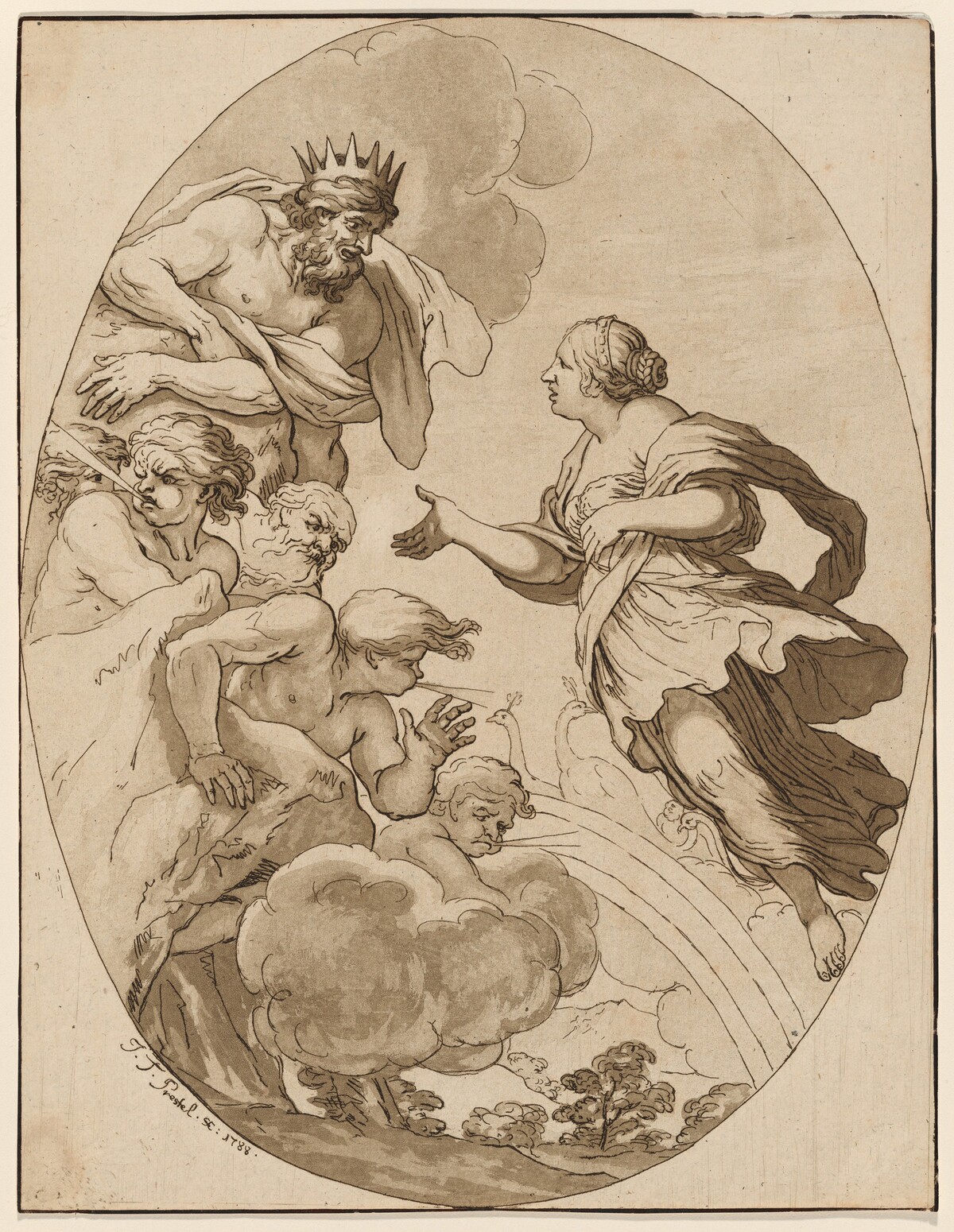 Jupiter and Juno by Johann Gottlieb Prestel, after Pietro da Cortona