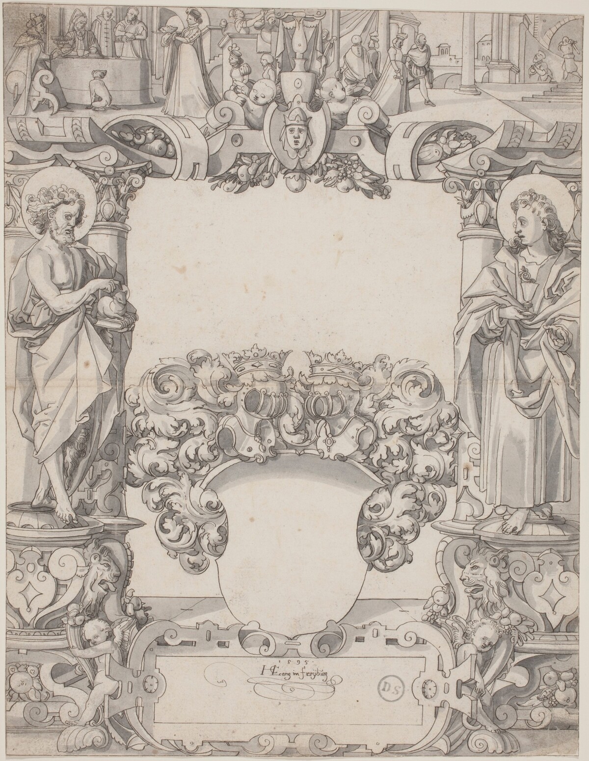Glass Design with Saint John the Baptist and Saint John the Evangelist by Hans Kaspar Lang the Elder