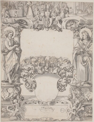 Glass Design with Saint John the Baptist and Saint John the Evangelist
